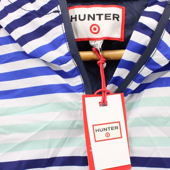 Hunter For Target Girls Striped Half-Zip Hooded Jacket Windbreaker L 10/12 NWT - Picture 5 of 9